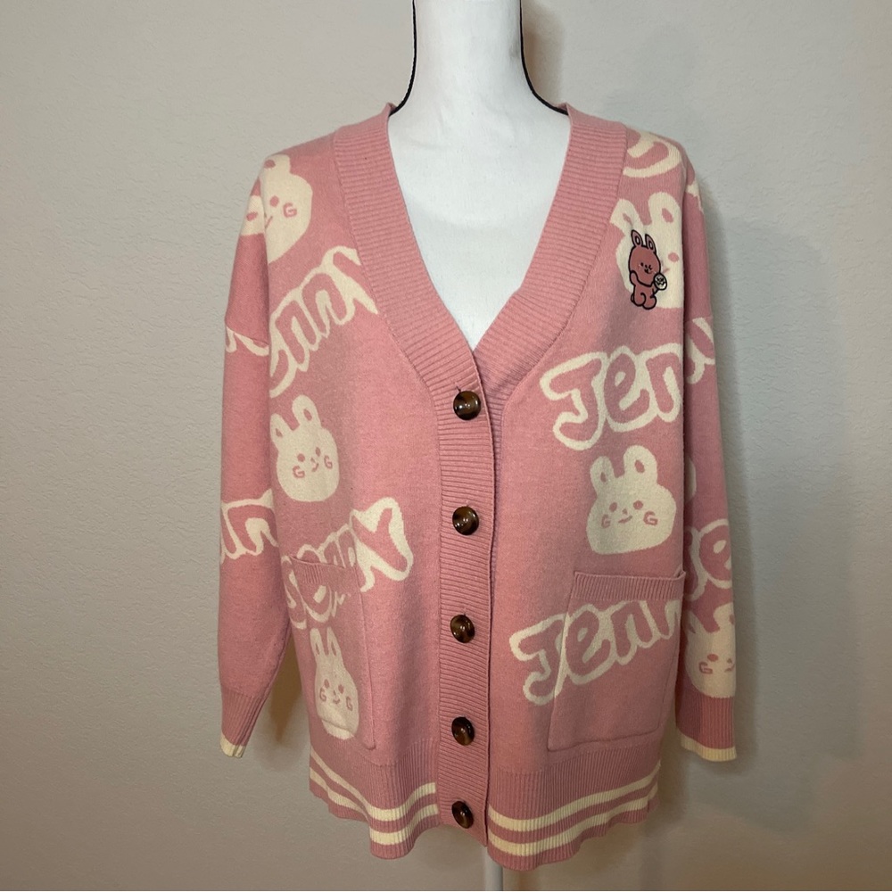 Women’s pink bunny button up cardigan size s